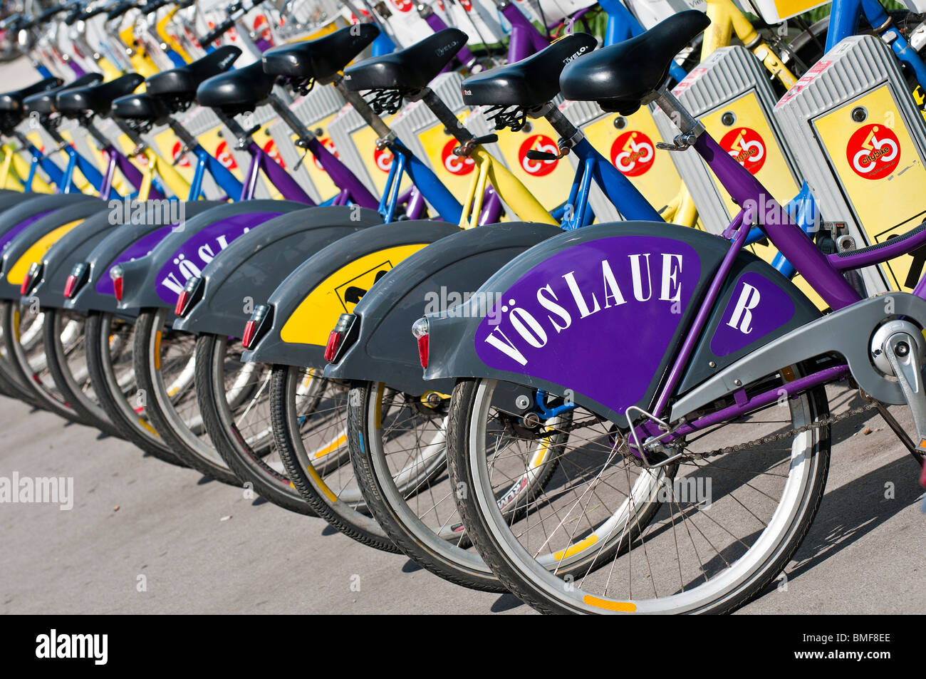 Bicycles to rent, Vienna, Austria Stock Photo