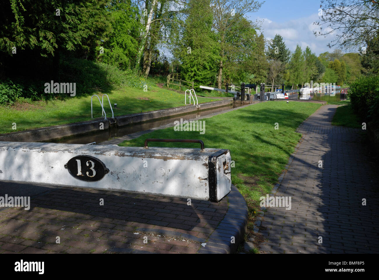 The lock outside the Shroppie Fly pub on the Shropshire Union Canal, Audlem, Cheshire, England. Stock Photo