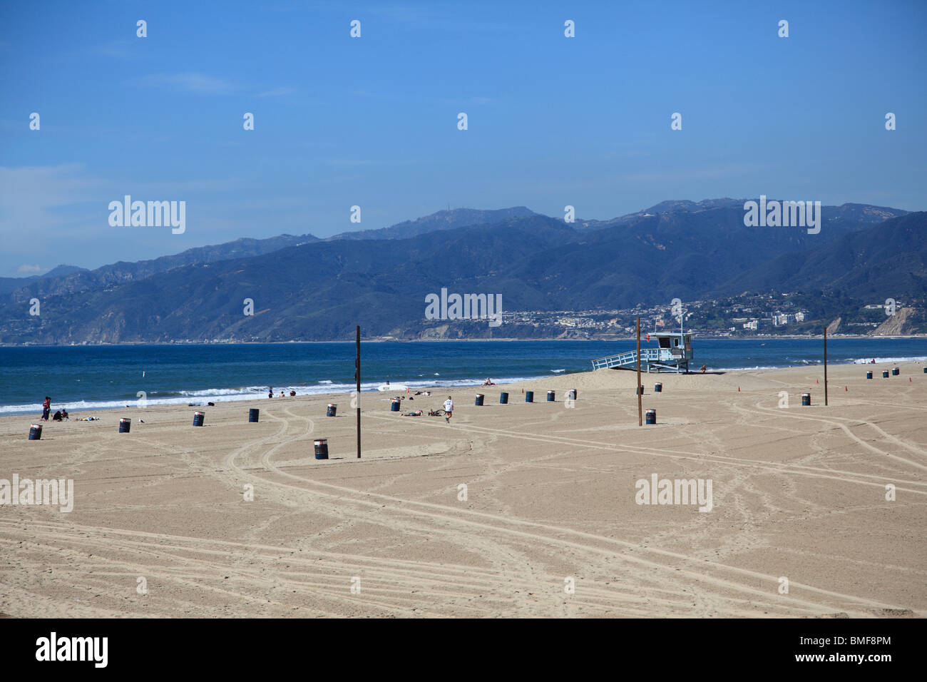 Beach, Santa Monica, Malibu Mountains, Los Angeles, California, USA ...