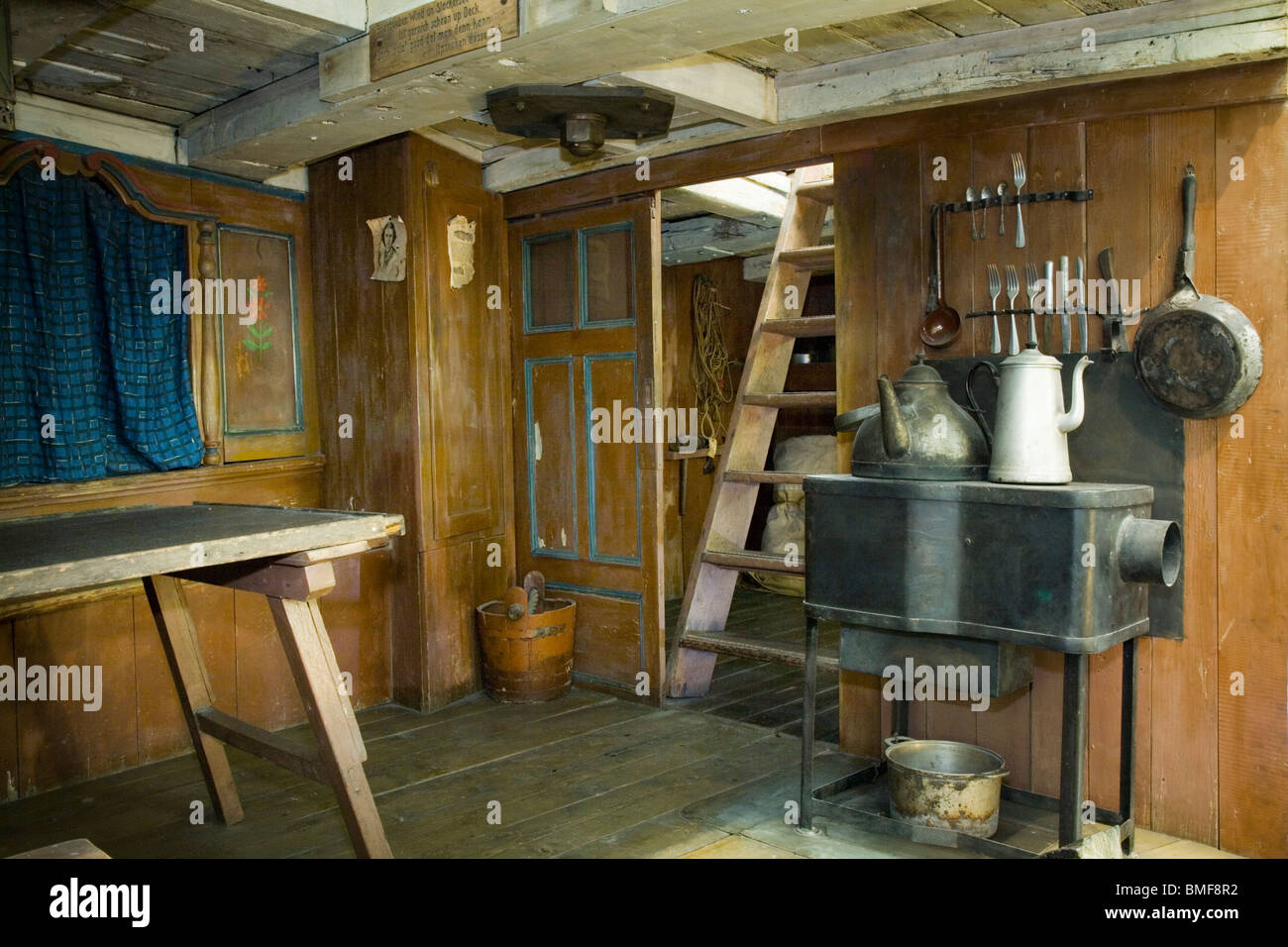 Main cabin of a 1885 Schooner sailboat Stock Photo