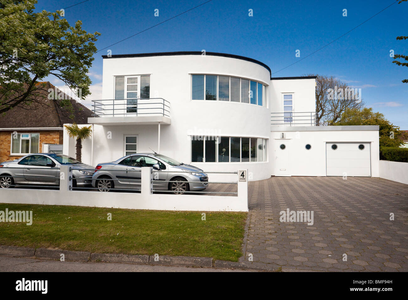 Art Deco style house at Frinton On Sea, Essex, UK Stock Photo