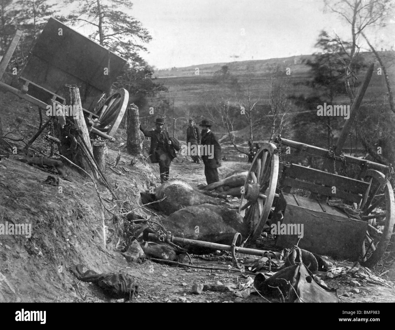 Rebel caisson destroyed by Federal shells, at Fredericksburg, Virginia  May 3, 1863 during USA Civil War Stock Photo