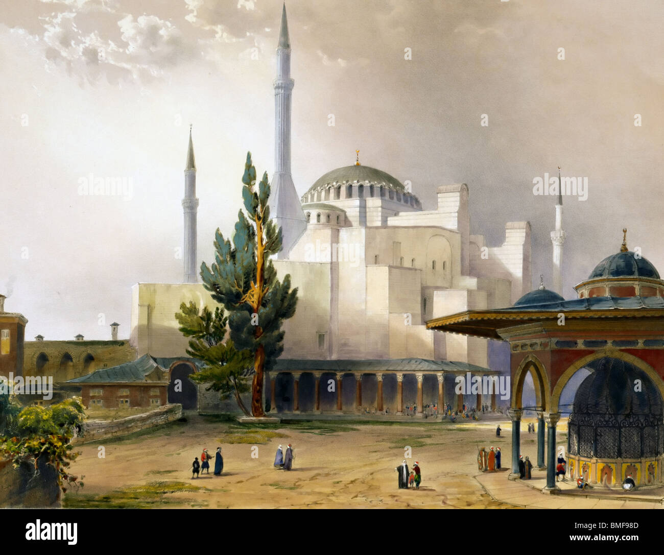 Ayasofya Mosque, formerly the Church of Hagia Sophia, Istanbul, Turkey in 1852 Stock Photo