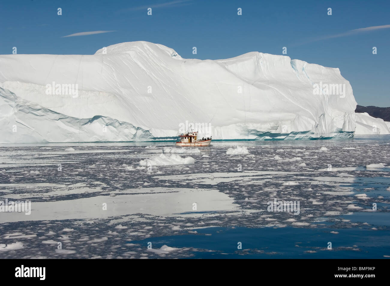 Icebergs in Disko Bay, Ilulissat, Jakobshavn, Greenland, Denmark Stock Photo