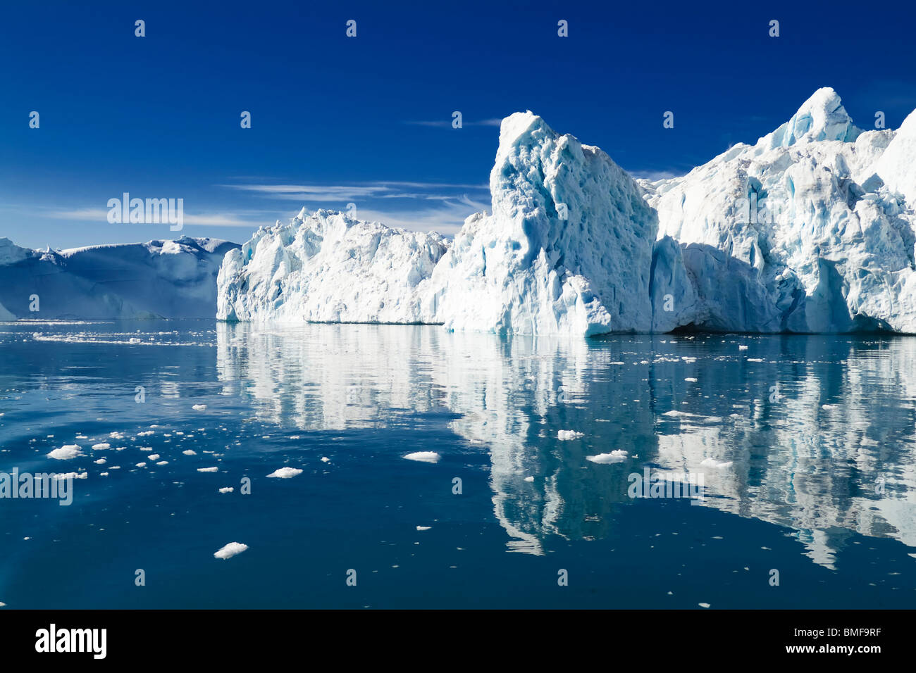 Icebergs in Disko Bay, Ilulissat, Jakobshavn, Greenland, Denmark Stock Photo