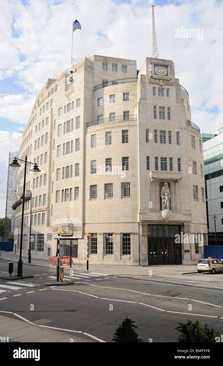 Broadcasting House, the BBC's Corporate headquarters, and home of BBC Radio in Portland Place, London, England, UK Stock Photo