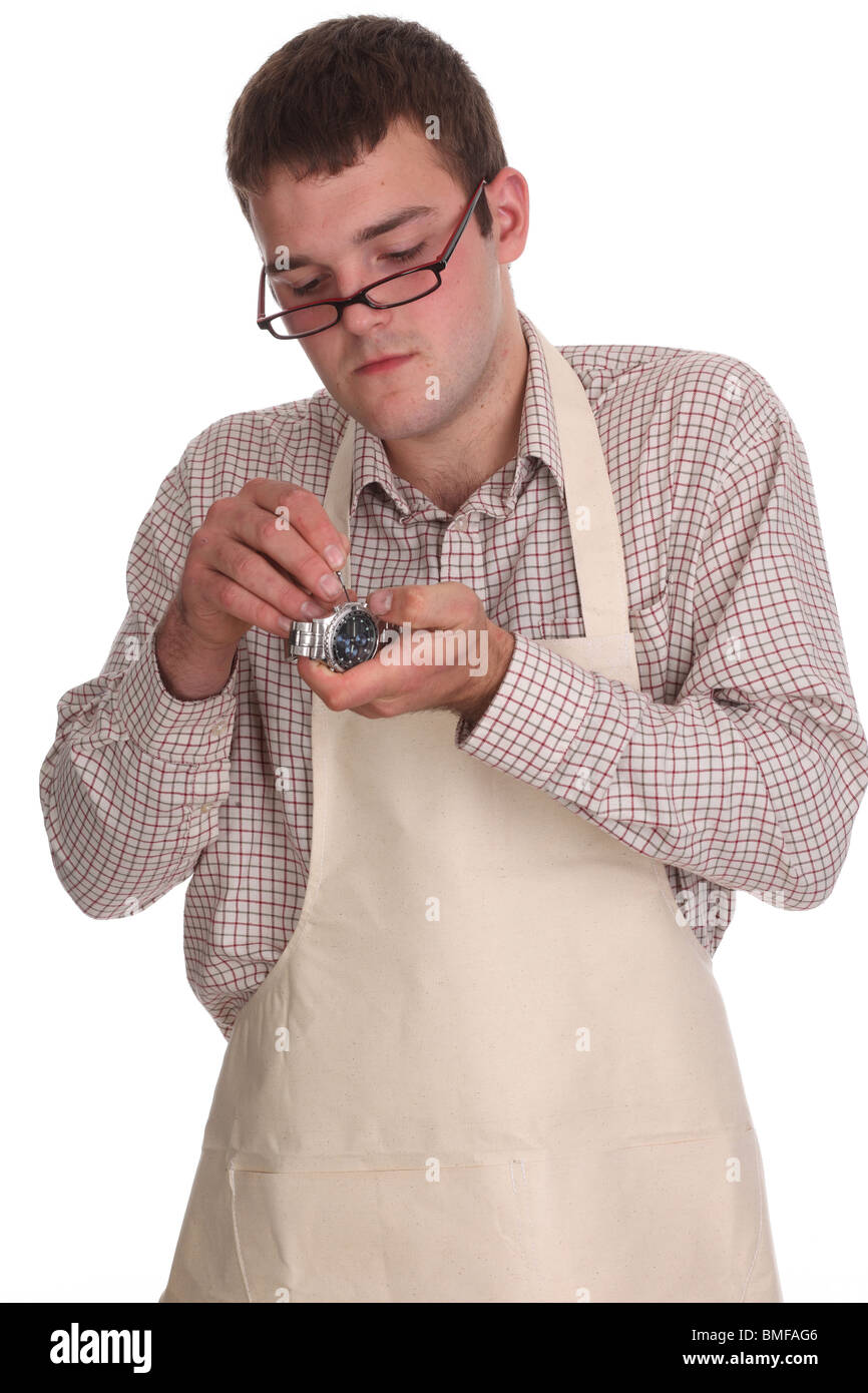 skilled young watch repairman Stock Photo Alamy