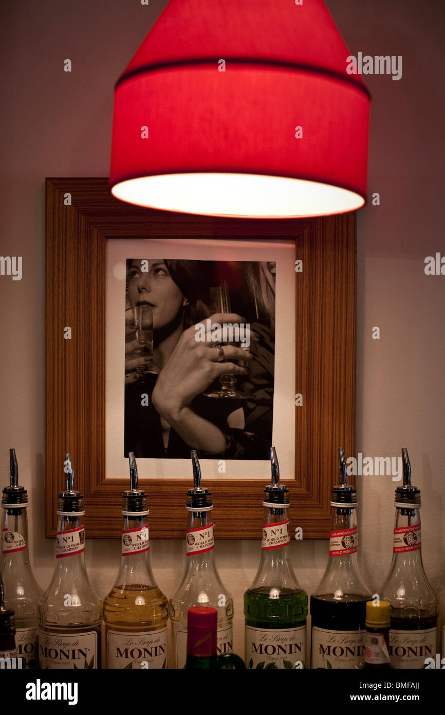 Interior of an Luxury Italian restaurant in Madrid, Spain. Stock Photo