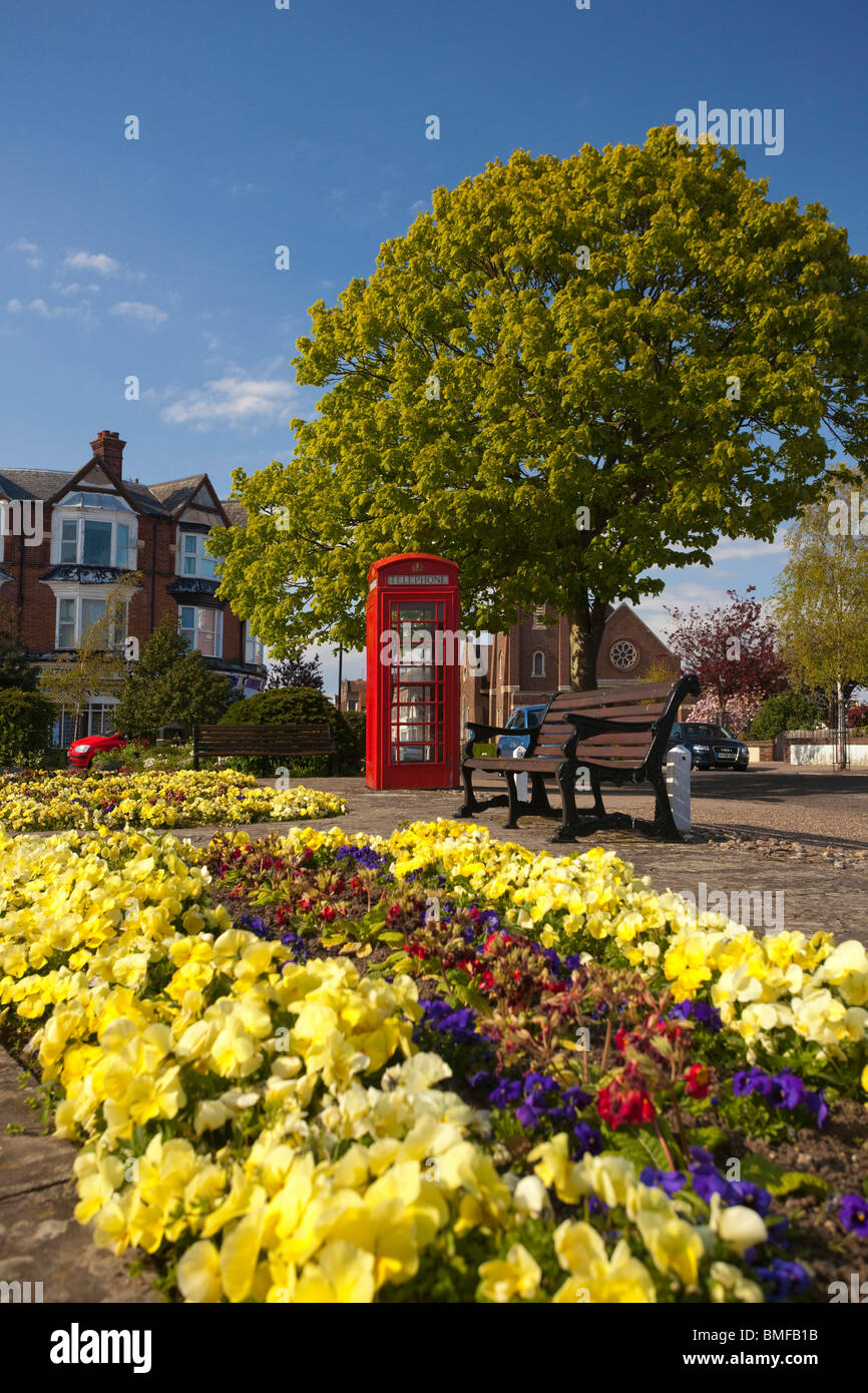 flower gardens at end of Connaught Avenue, Frinton on Sea, Essex, uk