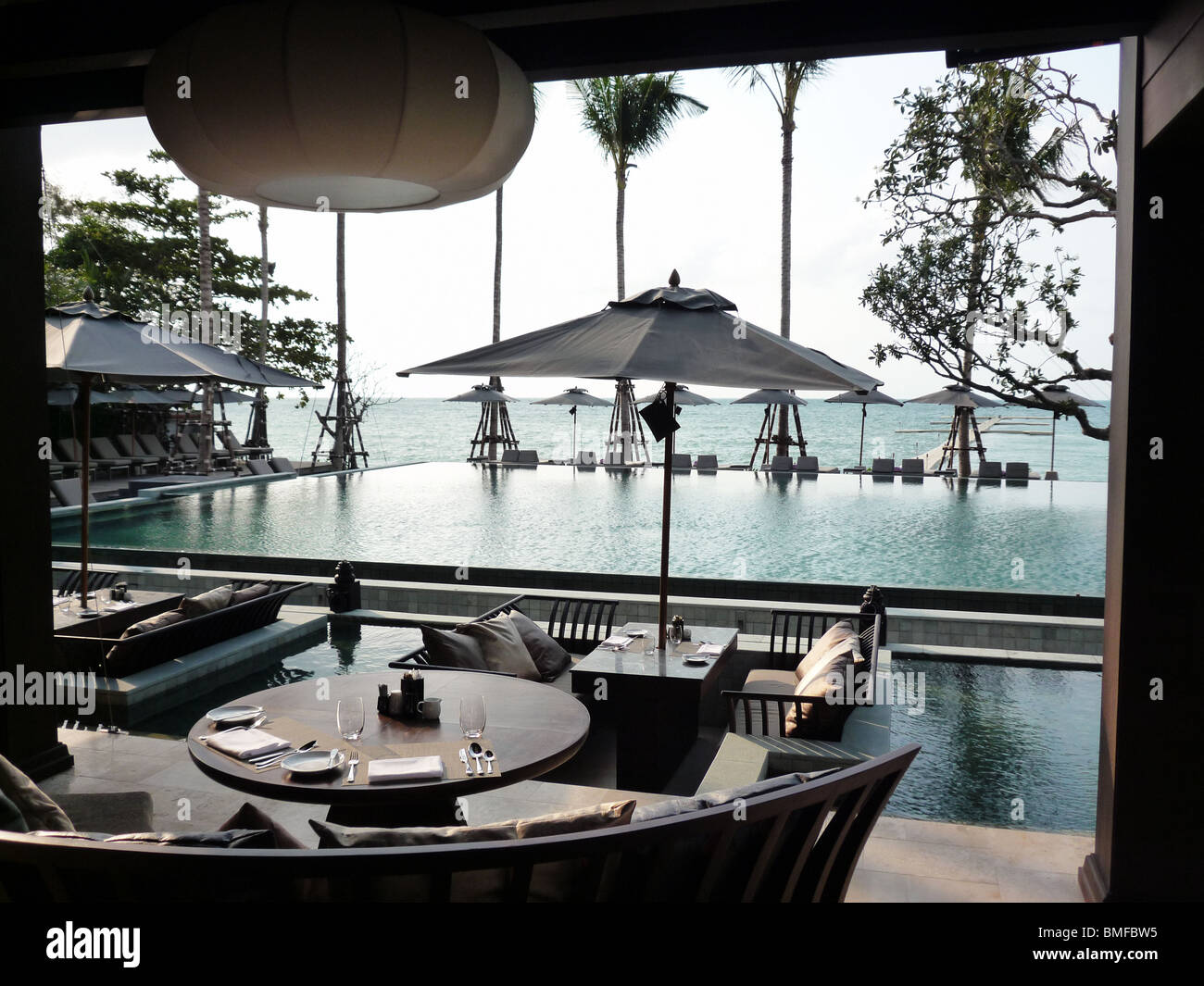 The Poolside Restaurant CHA At Langham Place Koh Samui Stock Photo Alamy