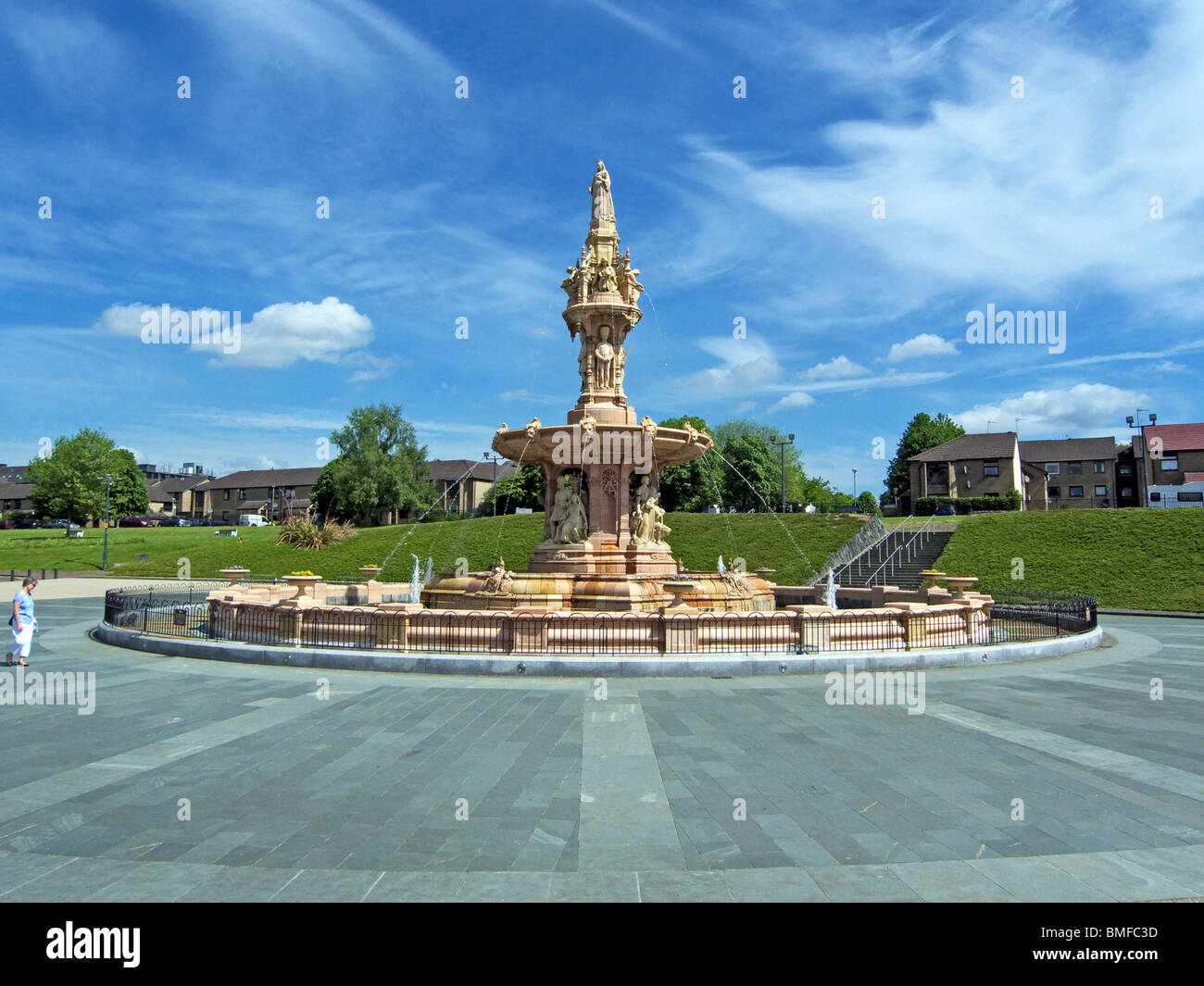The Doulton Fountain in the Glasgow Green park in east end of Glasgow