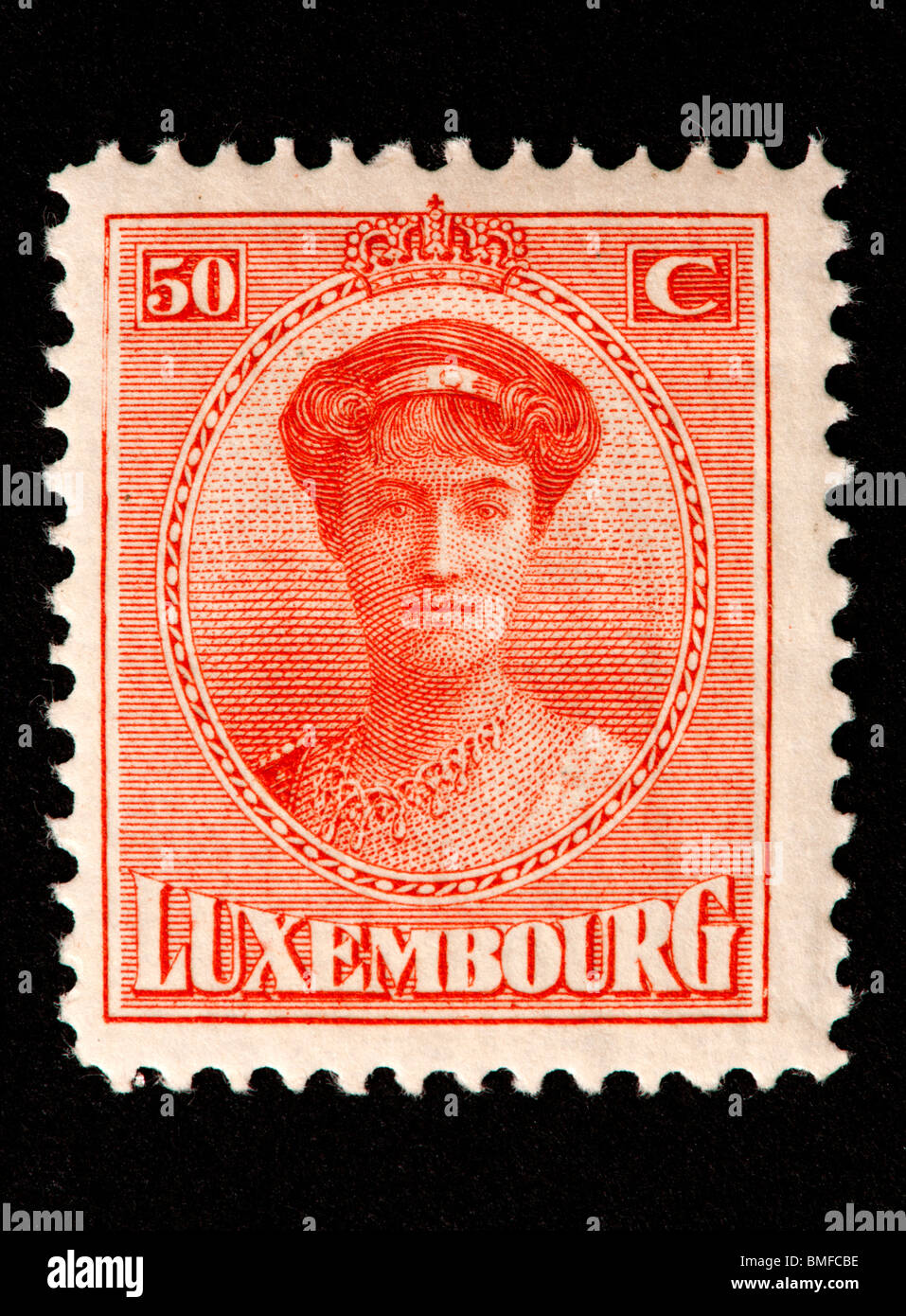 Postage stamp from Luxembourg depicting Grand Duchess Charlotte. Stock Photo