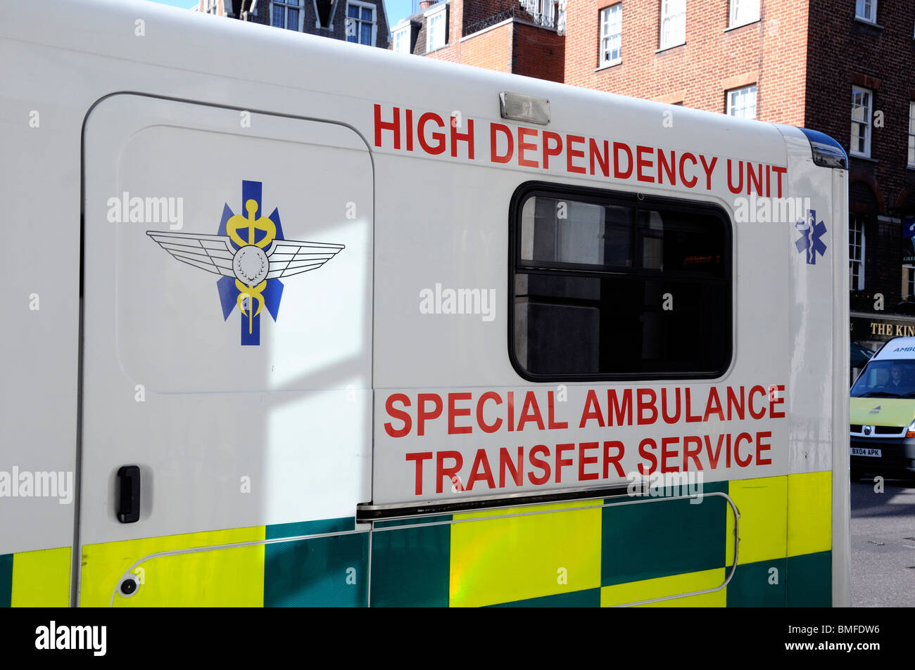 High dependency unit Special Ambulance Transfer Service outside The Heart Hospital London England UK Stock Photo