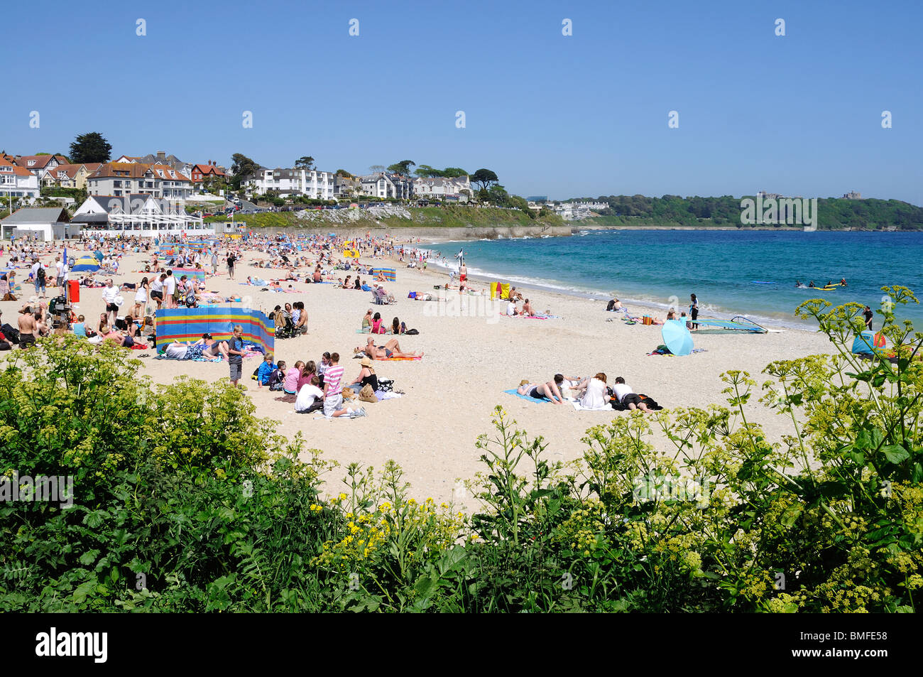 summertime st gyllyngvase beach, falmouth, cornwall, uk Stock Photo Alamy