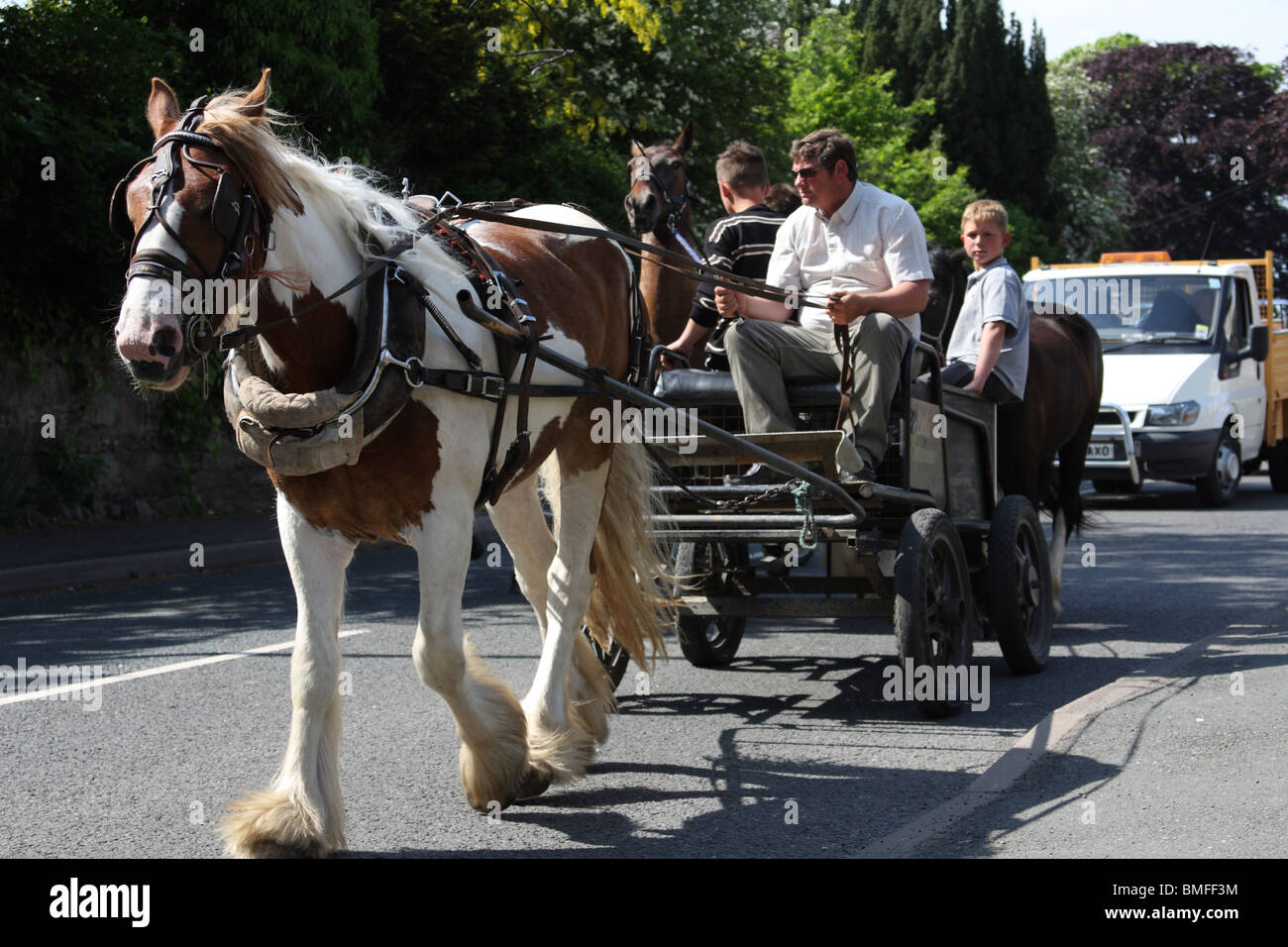 Gypsies travelling to the Appleby Horse Fair, Appleby-In-Westmorland, Cumbria, England, U.K. Stock Photo