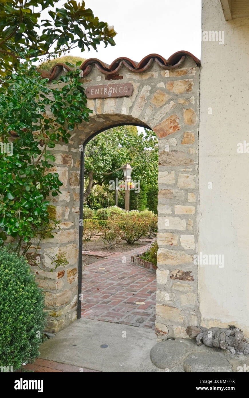 Doorway leading to the garden of The Old Whaling Station from Monterey, California. Stock Photo