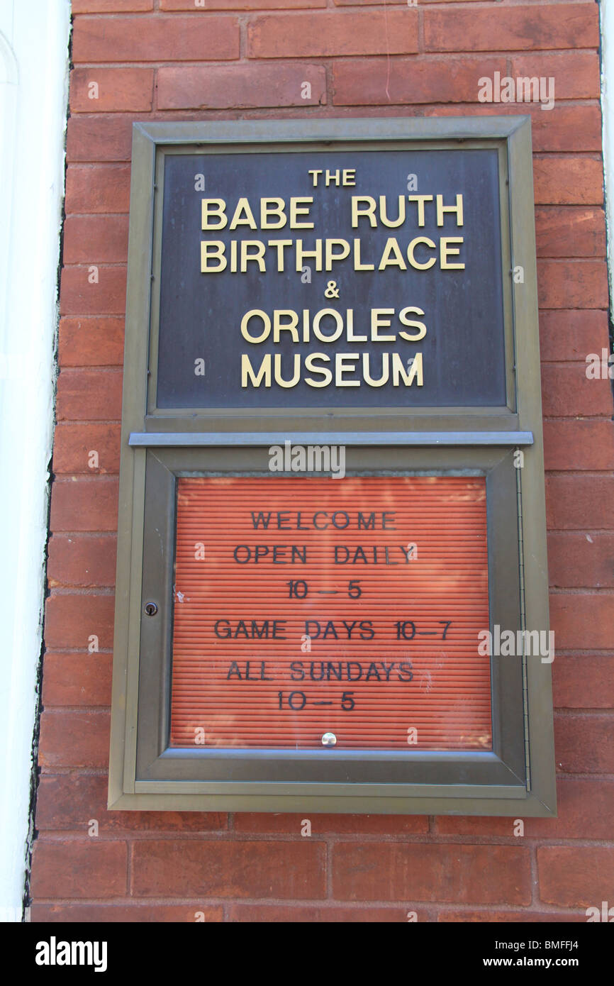 Birthplace of Babe Ruth in Baltimore Marland Stock Photo