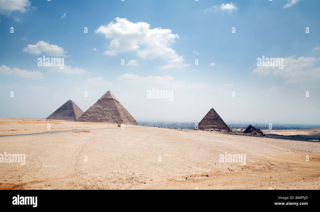 Ancient Egypt; View of the pyramids at Giza, Cairo, Egypt Stock Photo