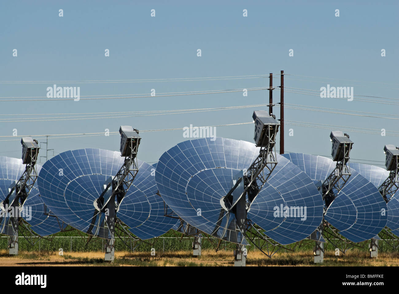 Solar Dishes on a solar farm near Peoria, Arizona, USA Stock Photo
