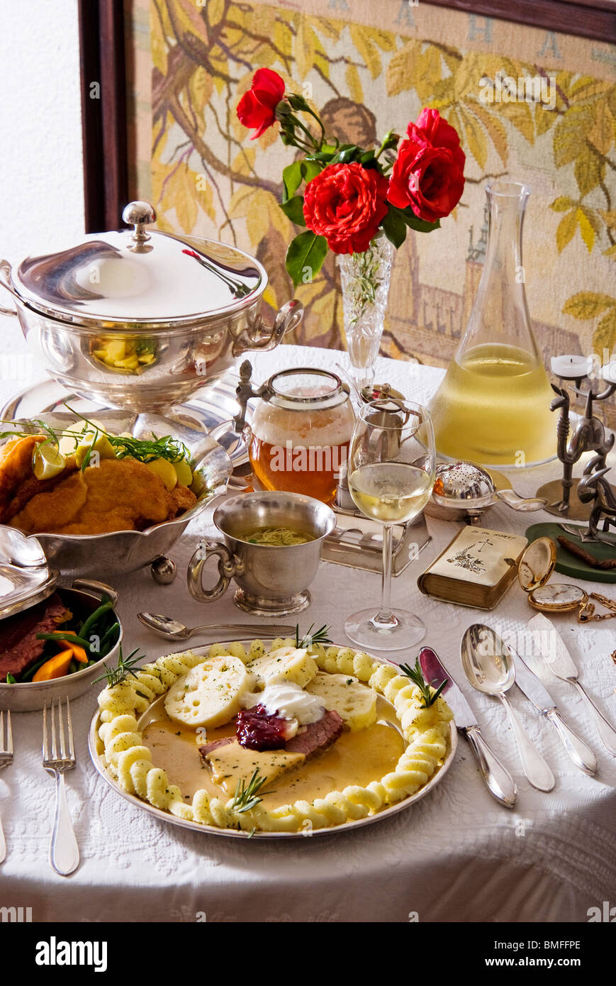Traditional Czech cuisine and antique tableware Stock Photo - Alamy