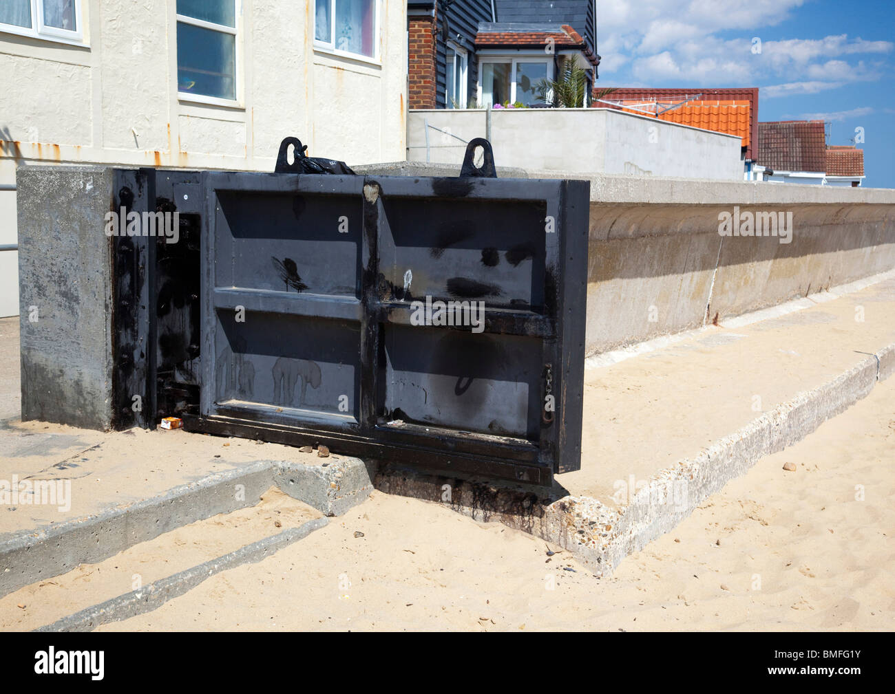 sea wall defence gate Stock Photo