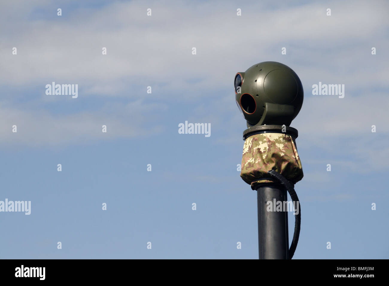 a military cctv surveillance camera at open day event Stock Photo