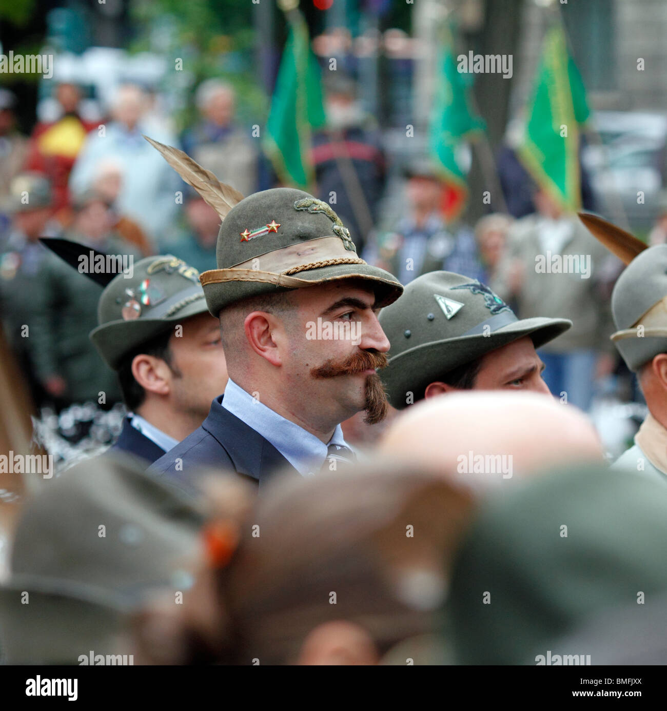 Members of the Alpini at the Bergamo festival, Italy Stock Photo