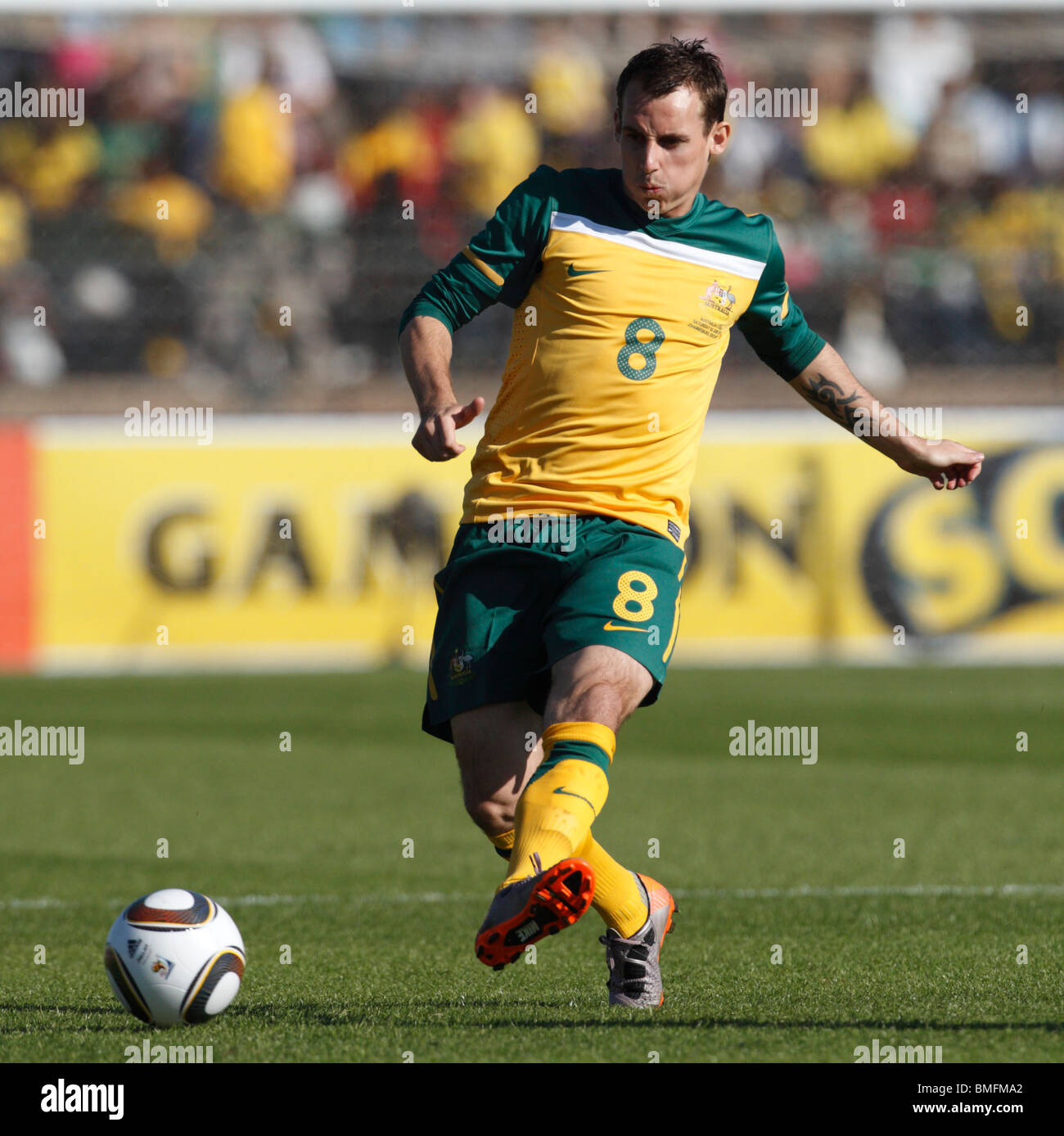 Luke Wilkshire of Australia passes the ball during an international football friendly against the USA ahead of the 2010 World Cu Stock Photo