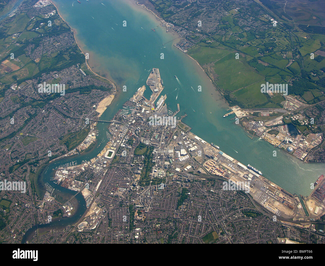 Southampton, aerial view of Southampton, Hampshire, Britain, UK Stock Photo