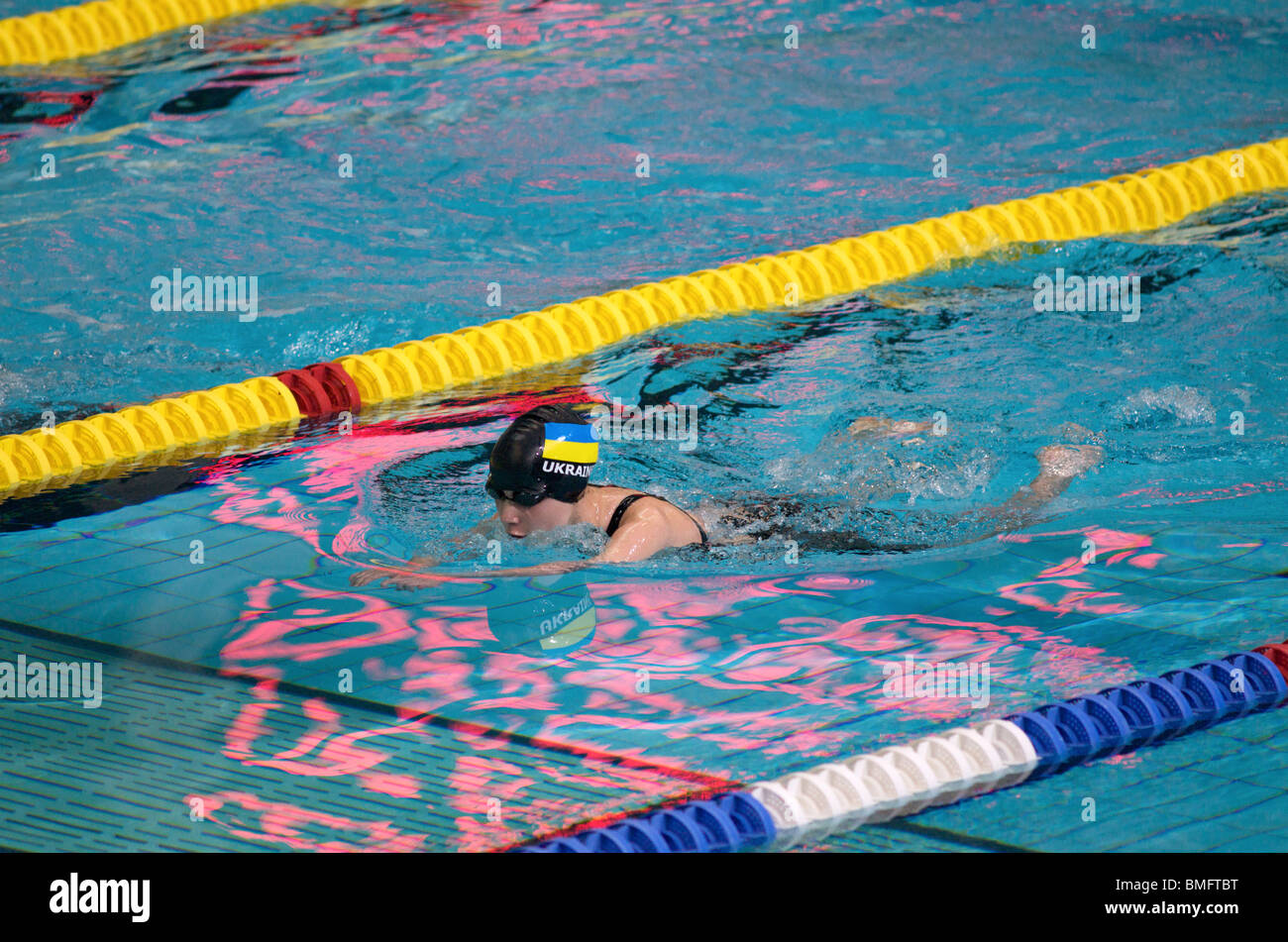 swimmer representing europe at the paralympic world cup in manchester 2010 Stock Photo