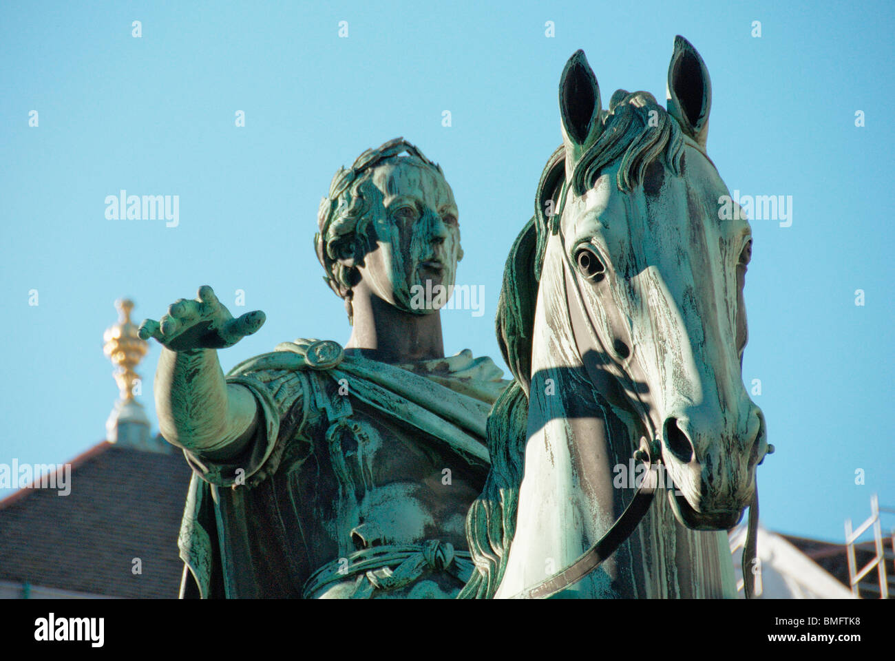 Equestrian statue of Emperor Franz Joseph II Stock Photo