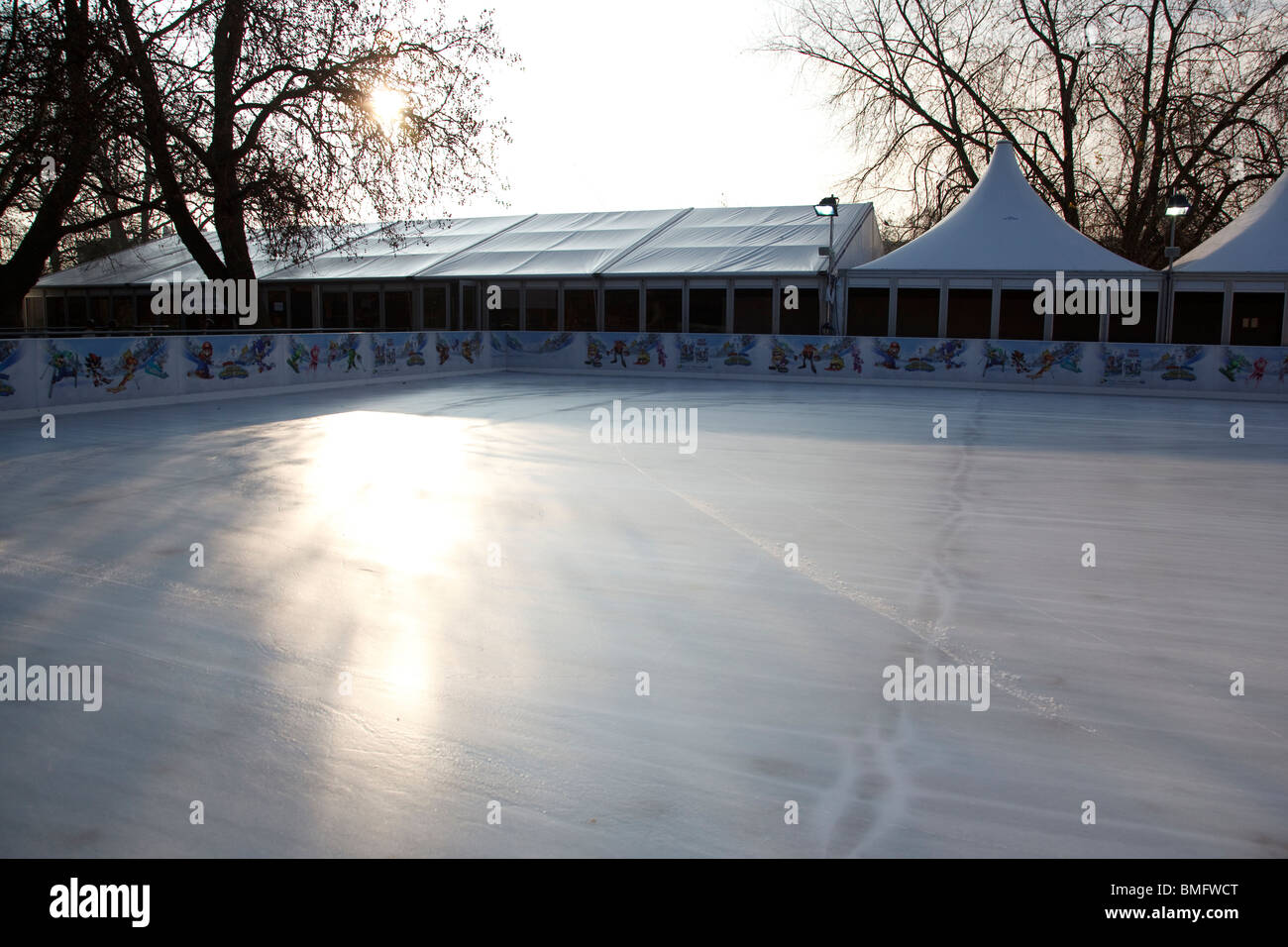 ice rink in Winter Wonderland in Hyde Park Stock Photo