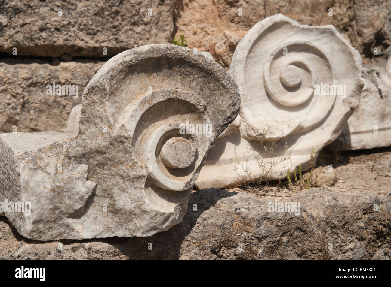Turkey Antalya - Perge or ancient Pergamon - Ionic scroll Stock Photo
