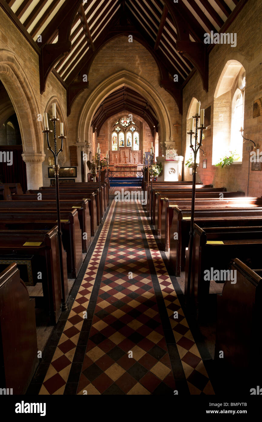 The interior of St Mary's Church, Lower Slaughter, Gloucestershire Stock Photo