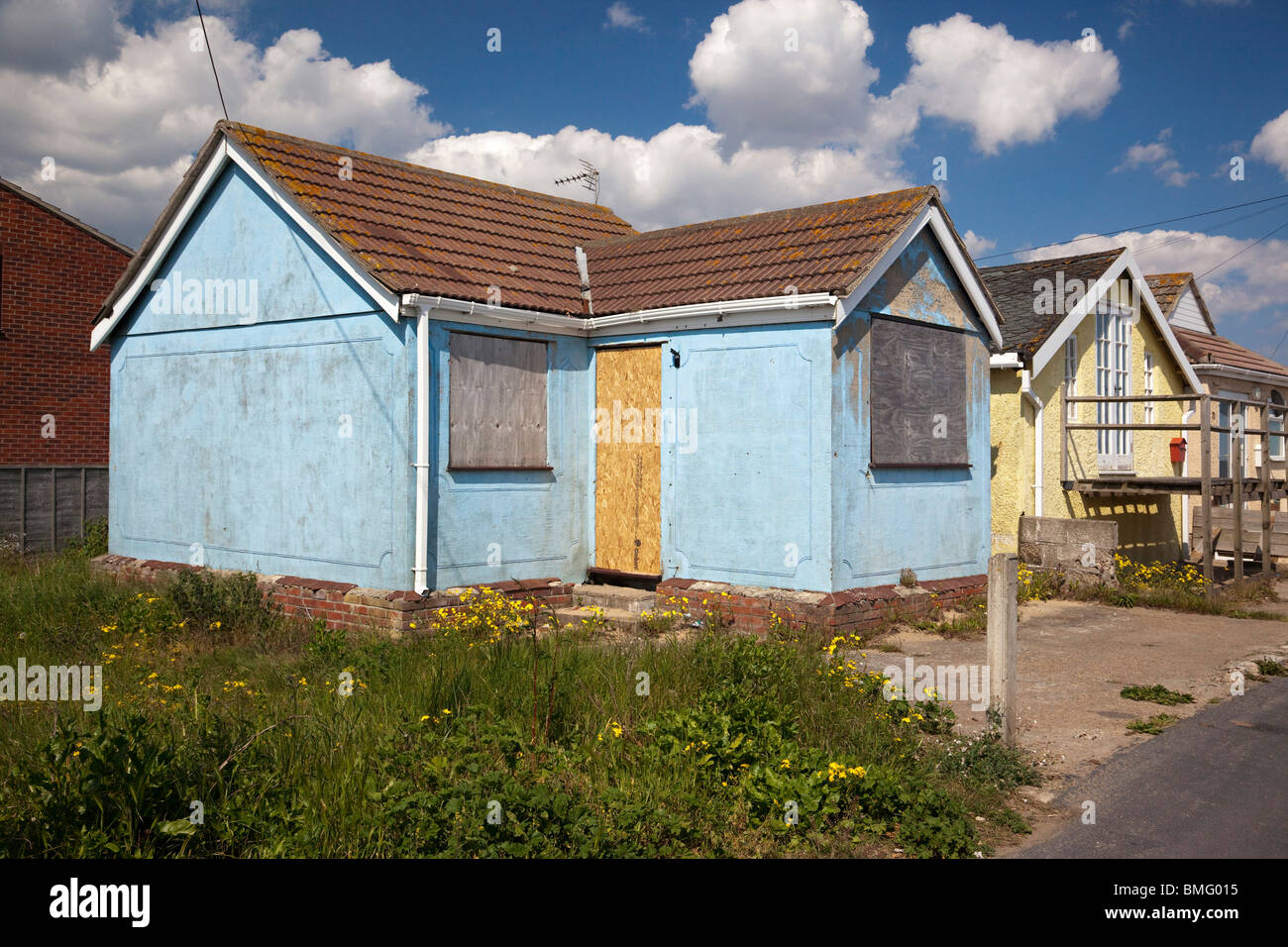 homes in Jaywick  Sands in Essex, UK Stock Photo