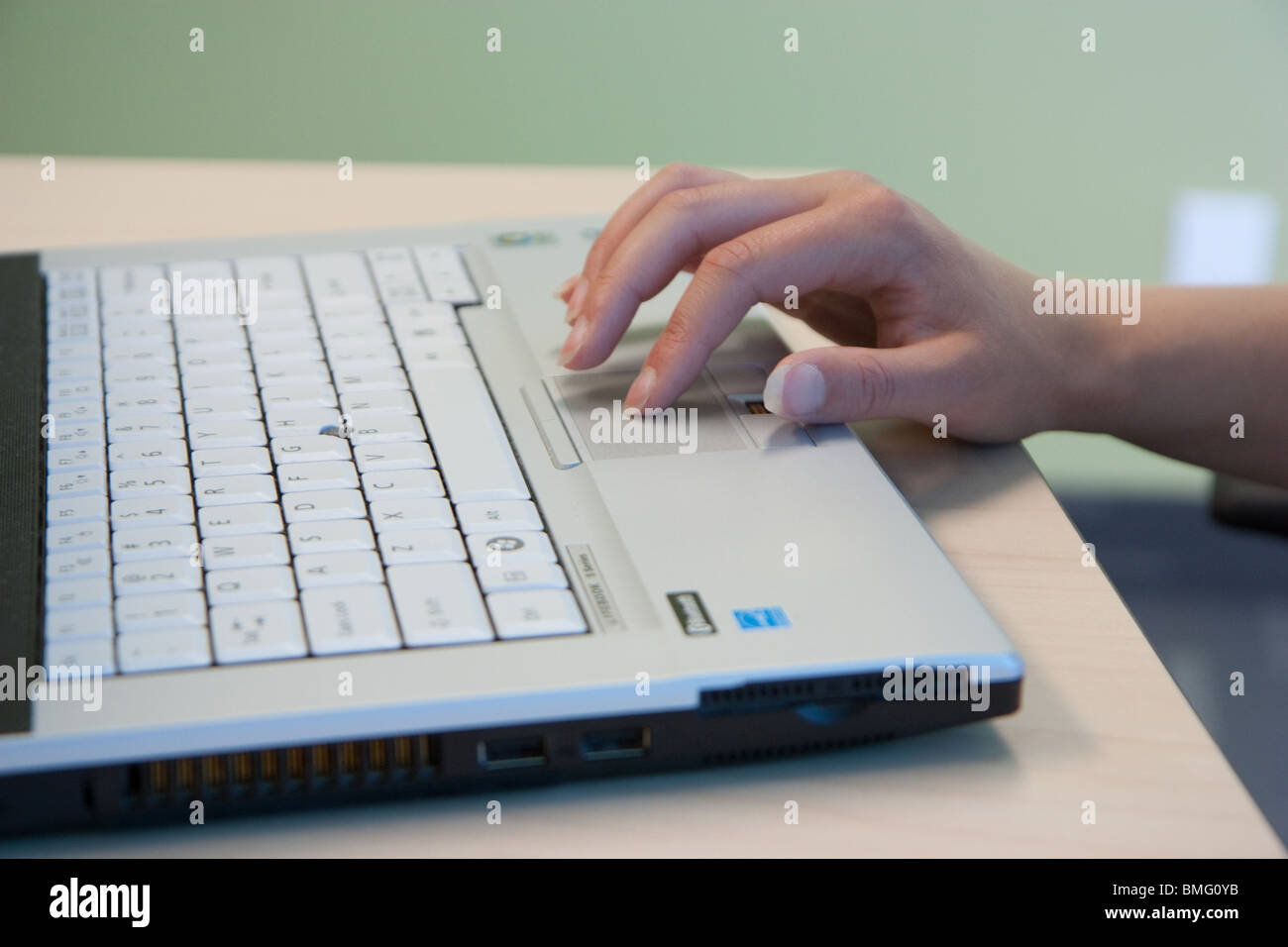 female fingers laptop touchpad closeup Stock Photo Alamy