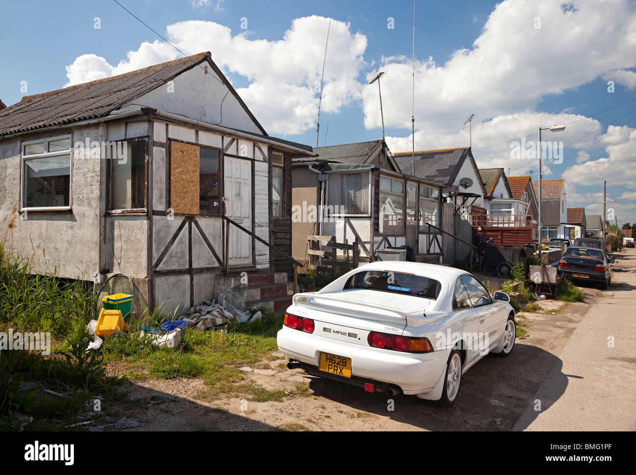homes in Jaywick in Essex, UK Stock Photo