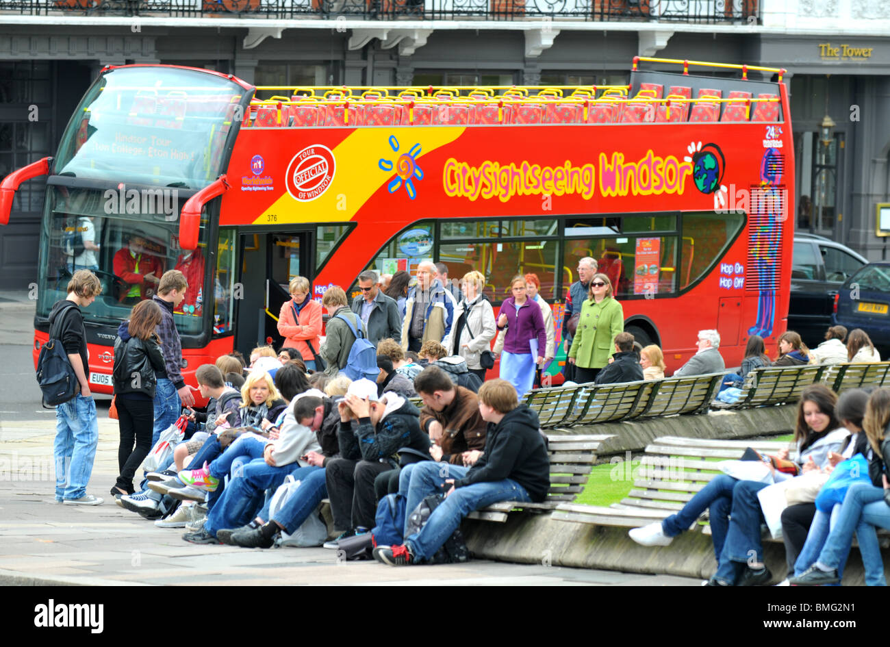 Windsor sightseeing bus, Windsor, Berkshire, Britain, UK Stock Photo