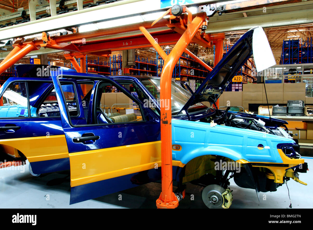 Cars on the assembly line of First Automobile Works, Changchun, Jilin Province, China Stock Photo