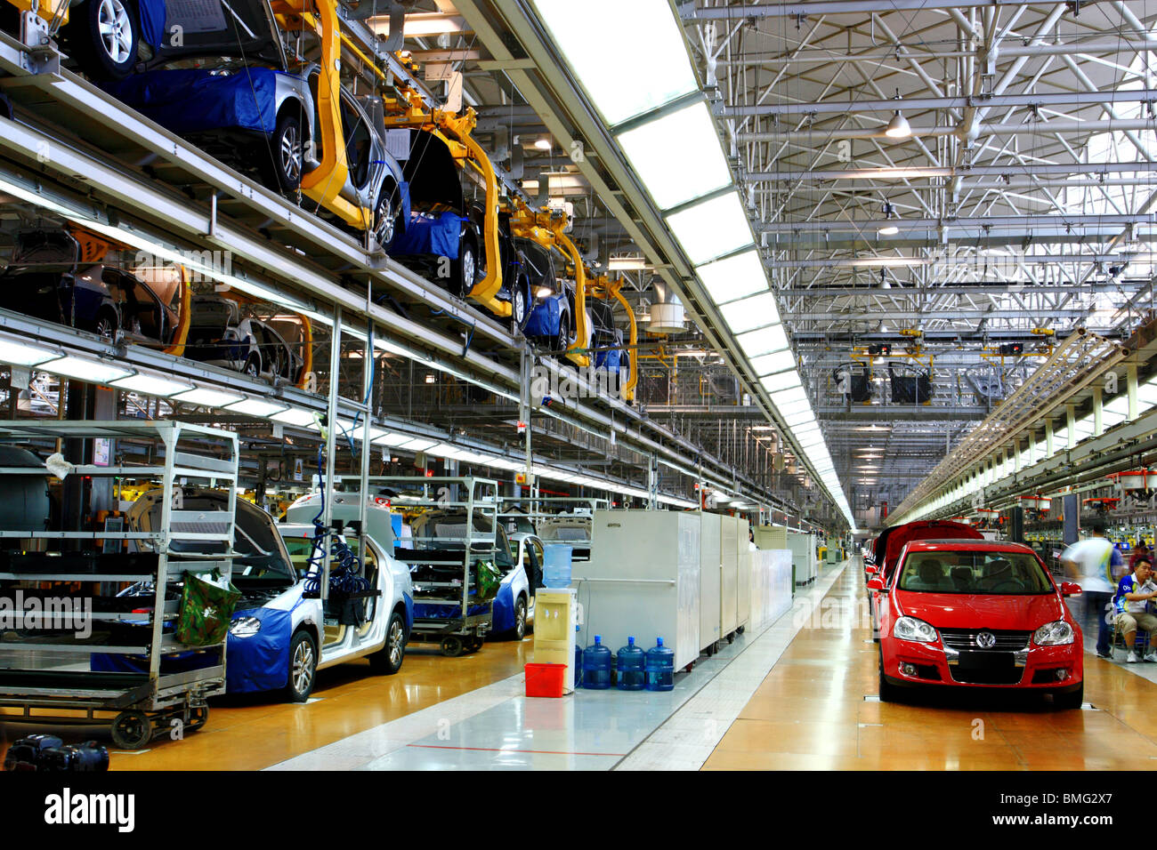 Cars on assembly line, First Automobile Works, Changchun, Jilin Province, China Stock Photo