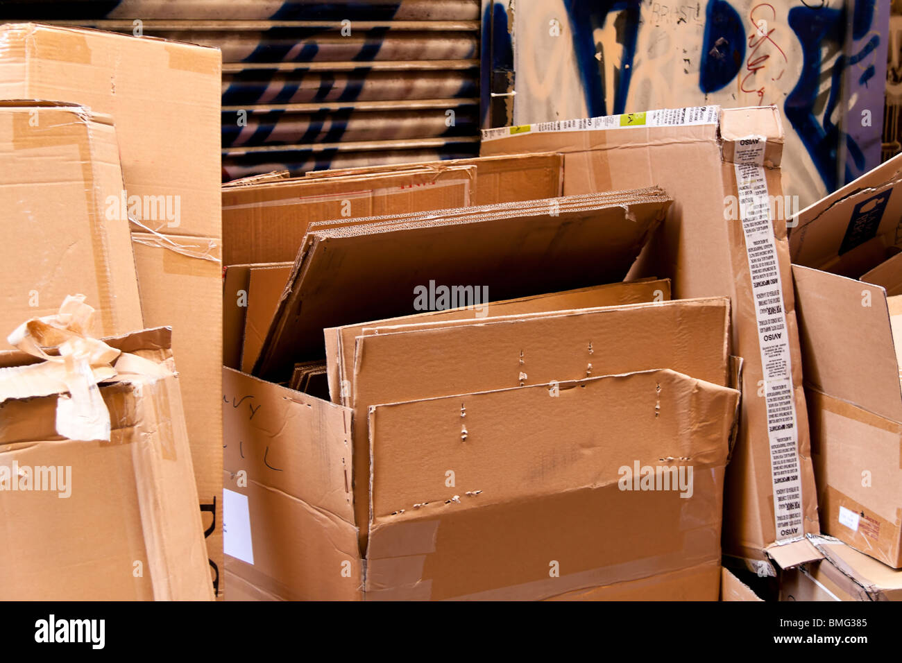 Old cardboard boxes for waste paper disposal Stock Photo Alamy