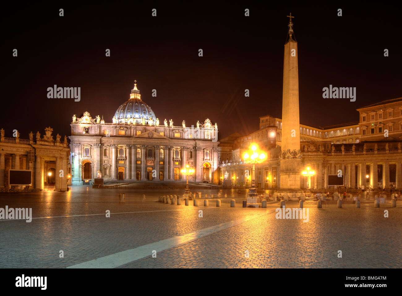 St. Peter's Basilica at night Stock Photo