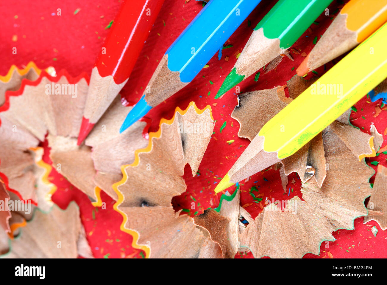 Sharpened pencil and wood shavings Stock Photo Alamy