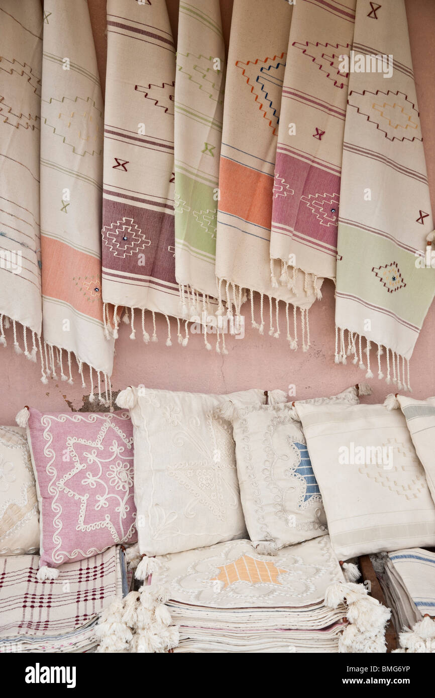 Turkey Antalya pastel coloured cushions and furnishing fabrics on