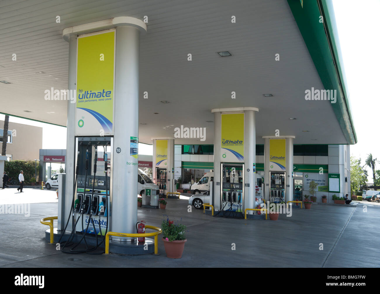 Turkish petrol is the most expensive in the Medierranean region and is all imported - BP filling station in Antalya 2010 Stock Photo