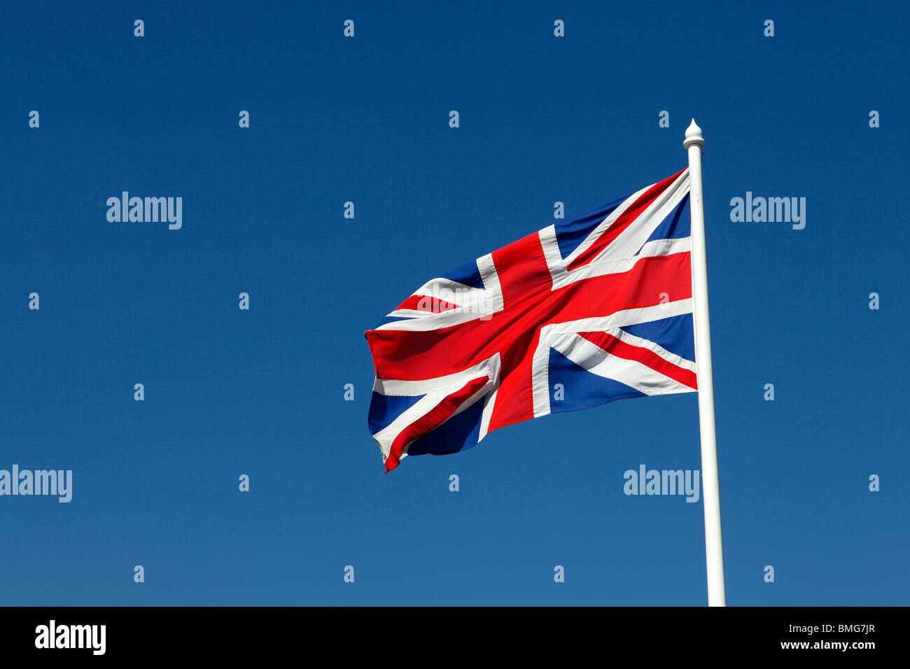 The Union Flag, often called the Union Jack, of the United Kingdom of Great Britain and Northern Ireland. Stock Photo