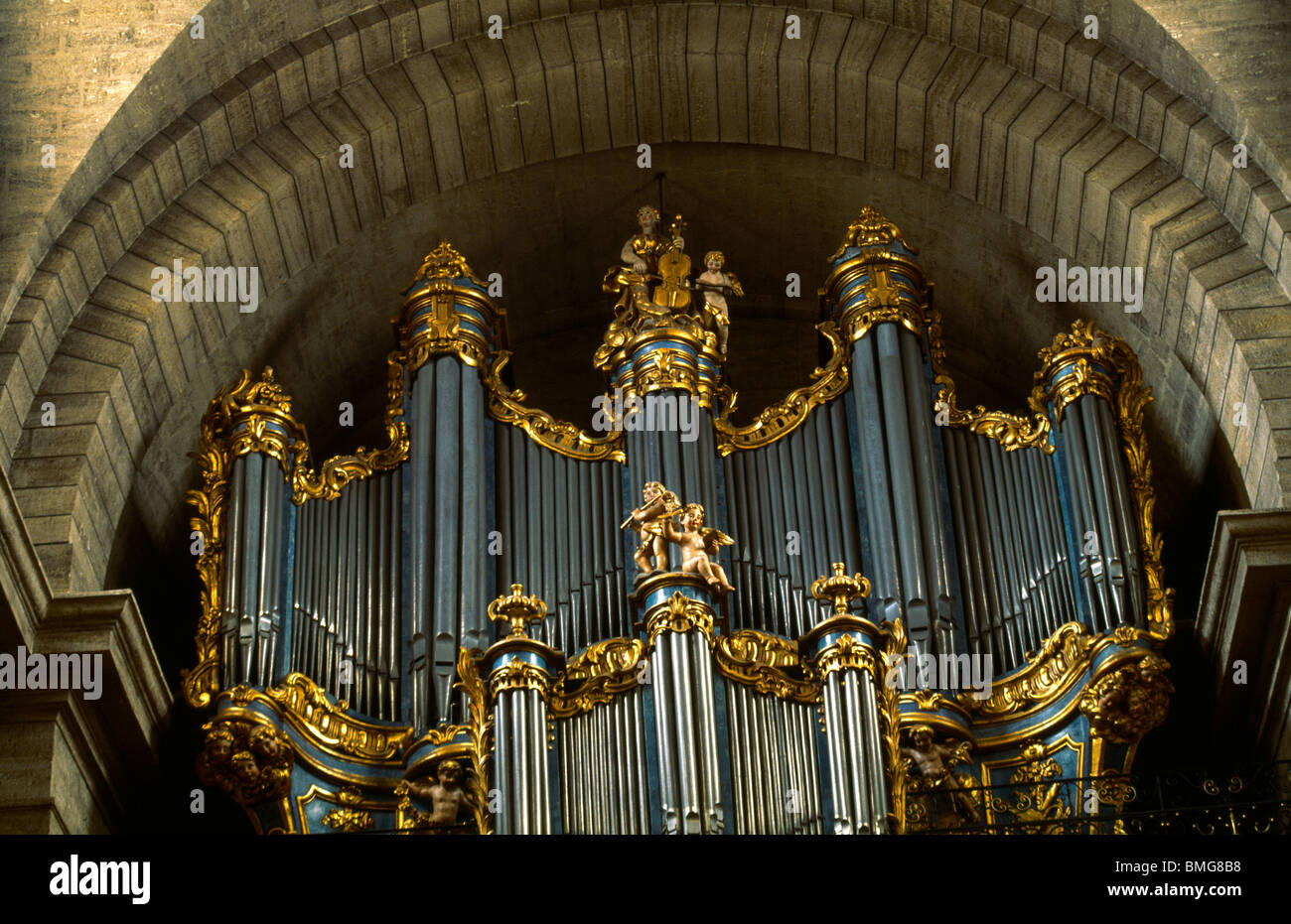 Montpellier France Cathedrale St - Pierre Lepine Organ Stock Photo