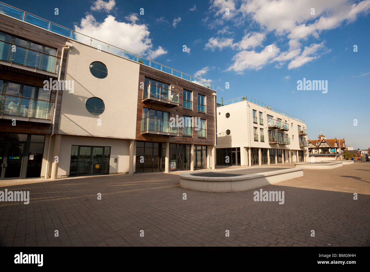 Waterside Marina flats at Brightlingsea Stock Photo Alamy