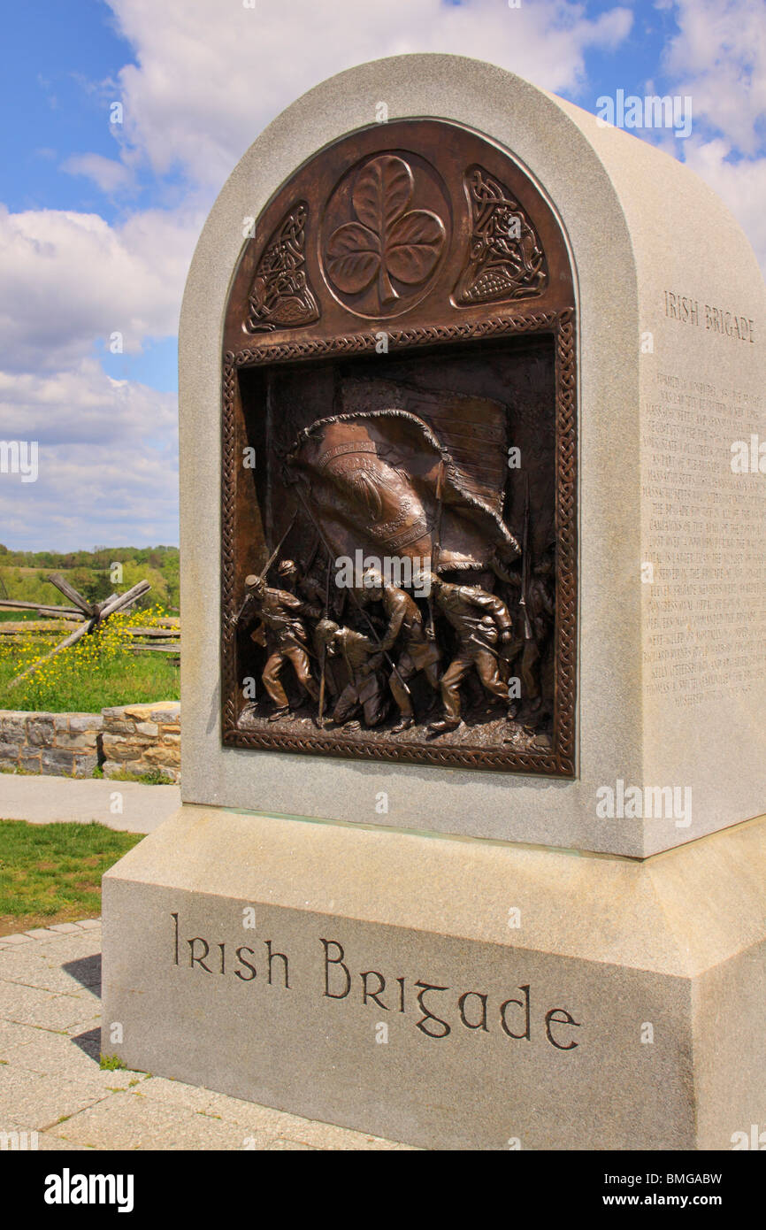 Irish Brigade Monument, Sunken Road, Antietam National Battlefield, Sharpsburg, Maryland Stock Photo
