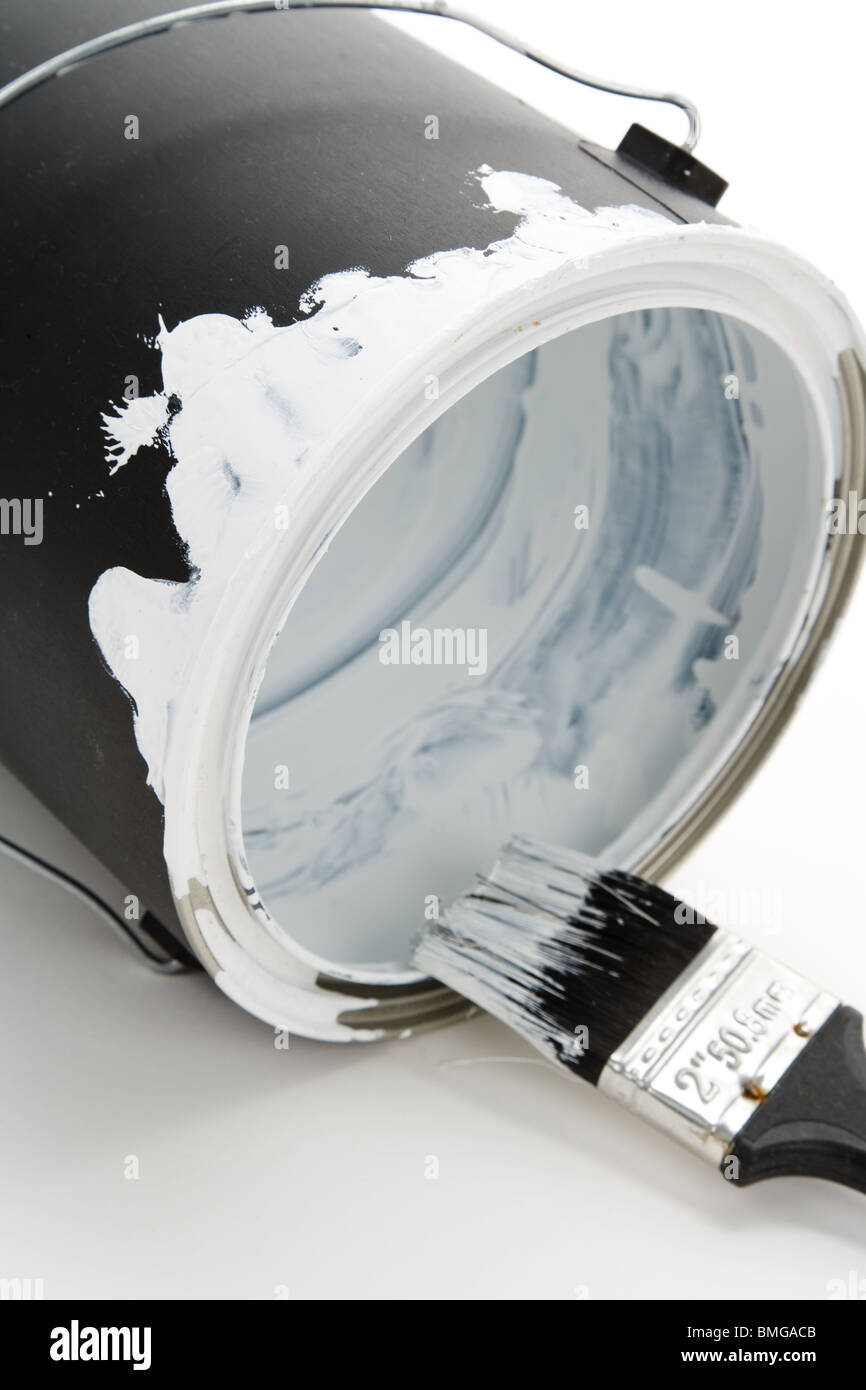 a Black Paint Can and Paintbrush Stock Photo - Alamy